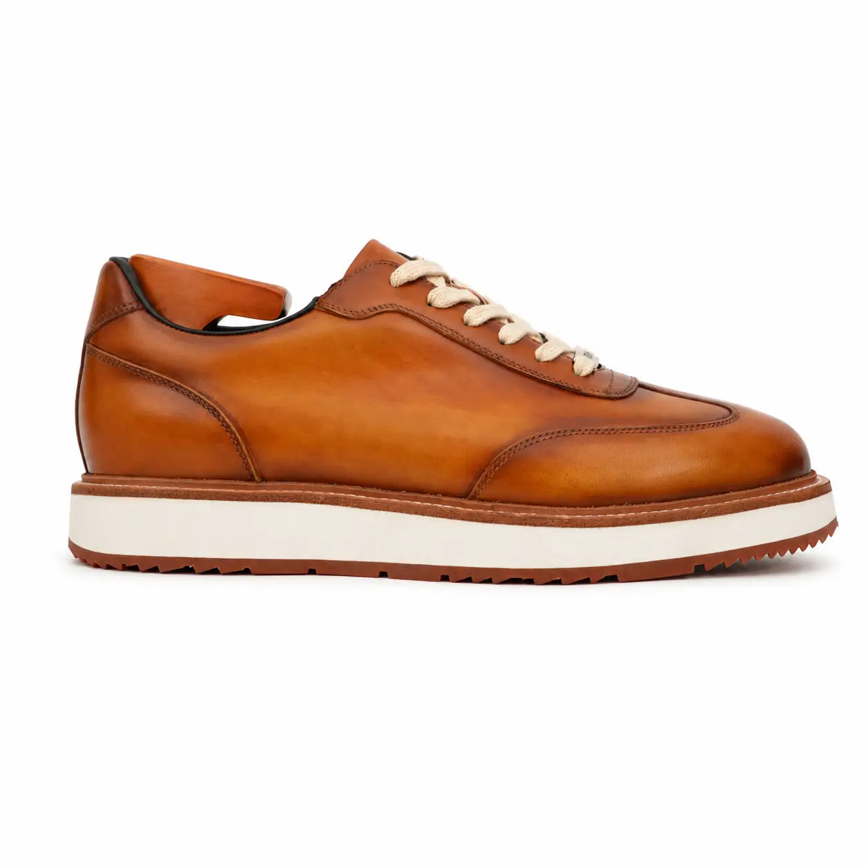 Sneakers Derby con plateau color cognac brunito