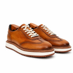 Sneakers Derby con plateau color cognac brunito