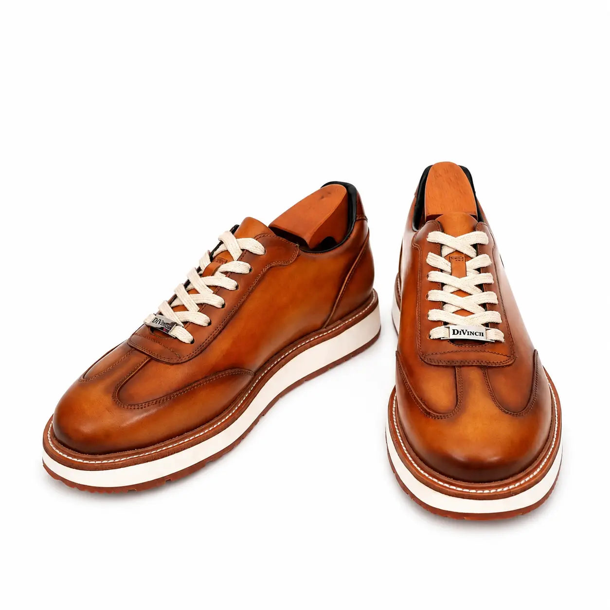 Sneakers Derby con plateau color cognac brunito