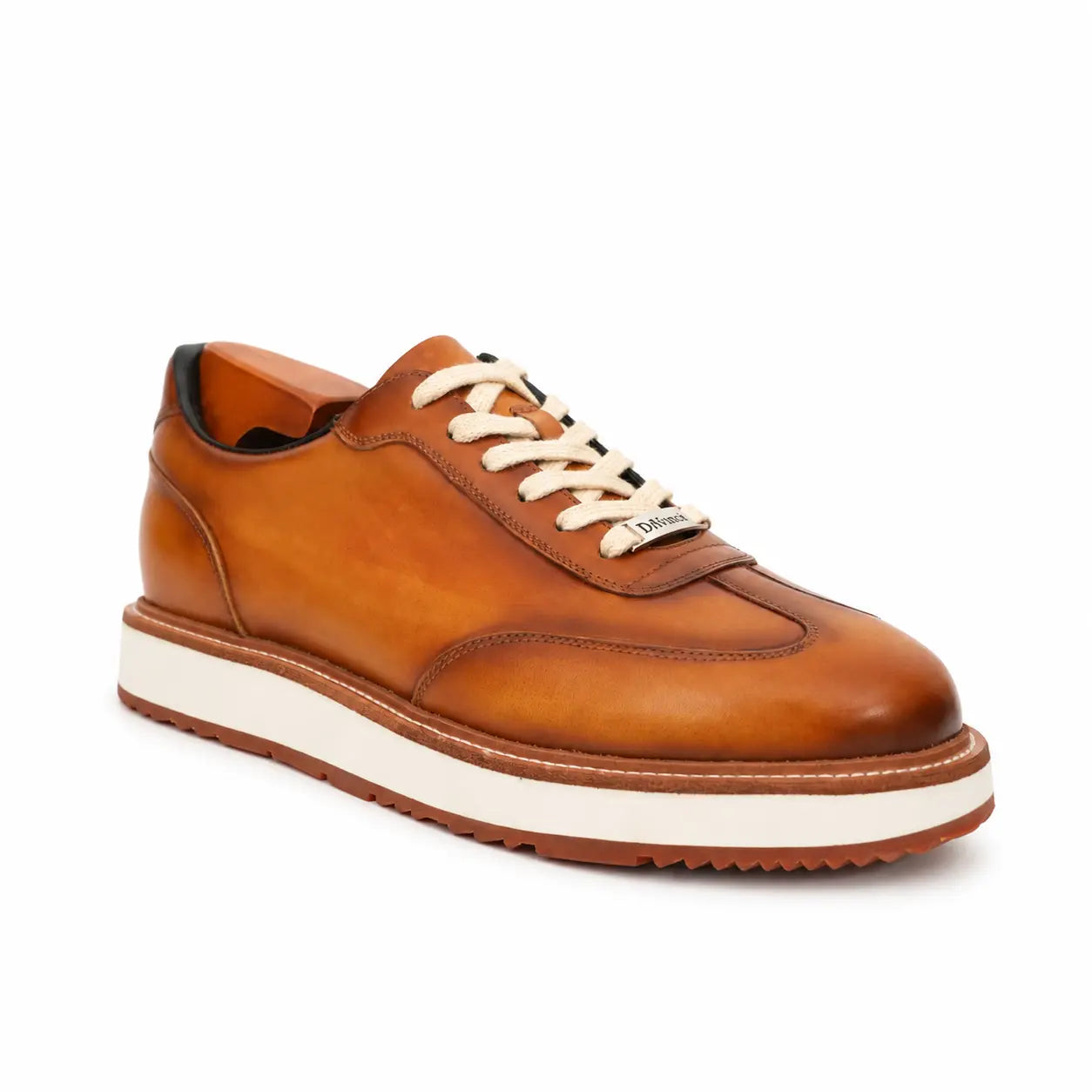 Sneakers Derby con plateau color cognac brunito