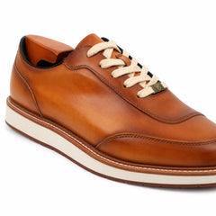 Sneakers Derby con plateau color cognac brunito