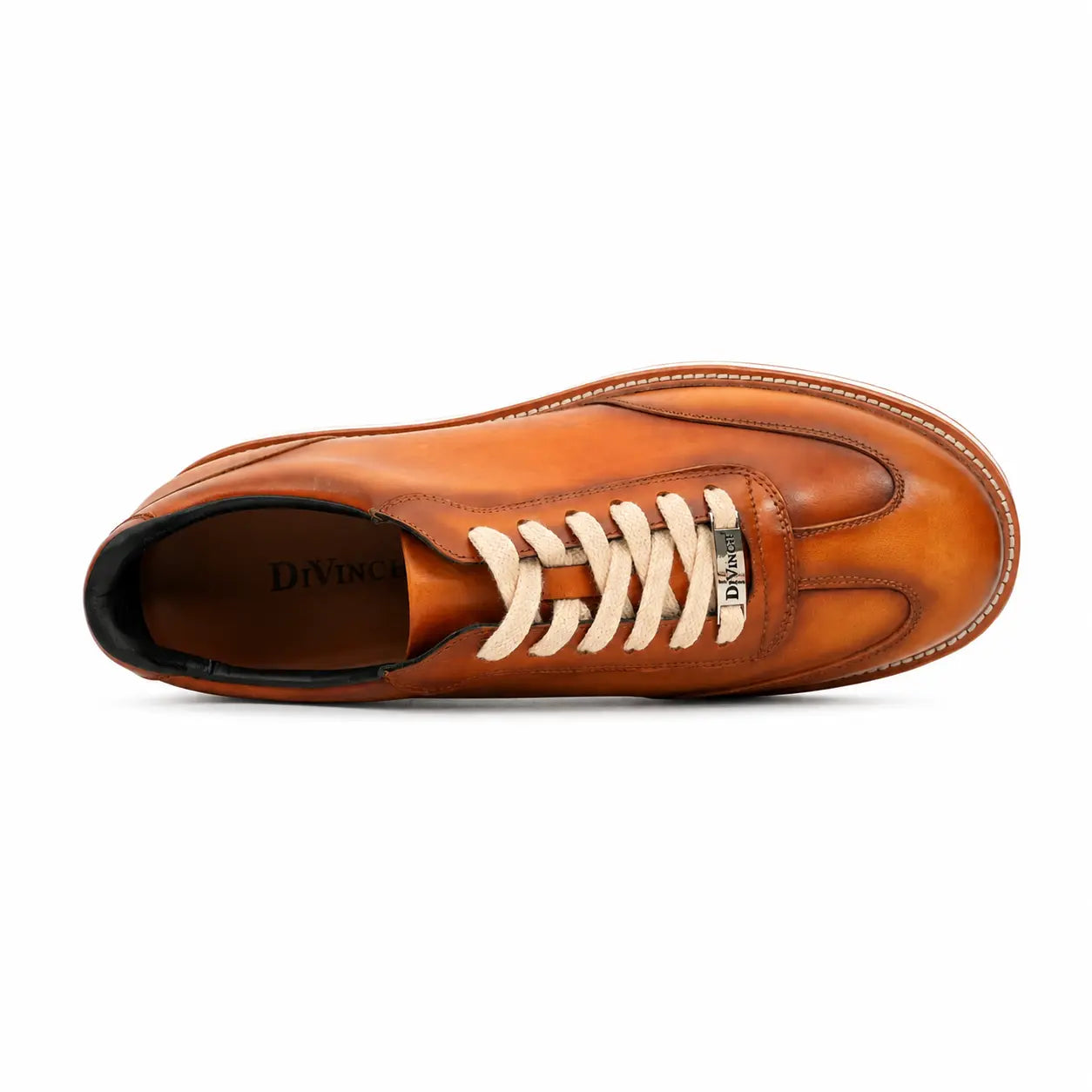 Sneakers Derby con plateau color cognac brunito