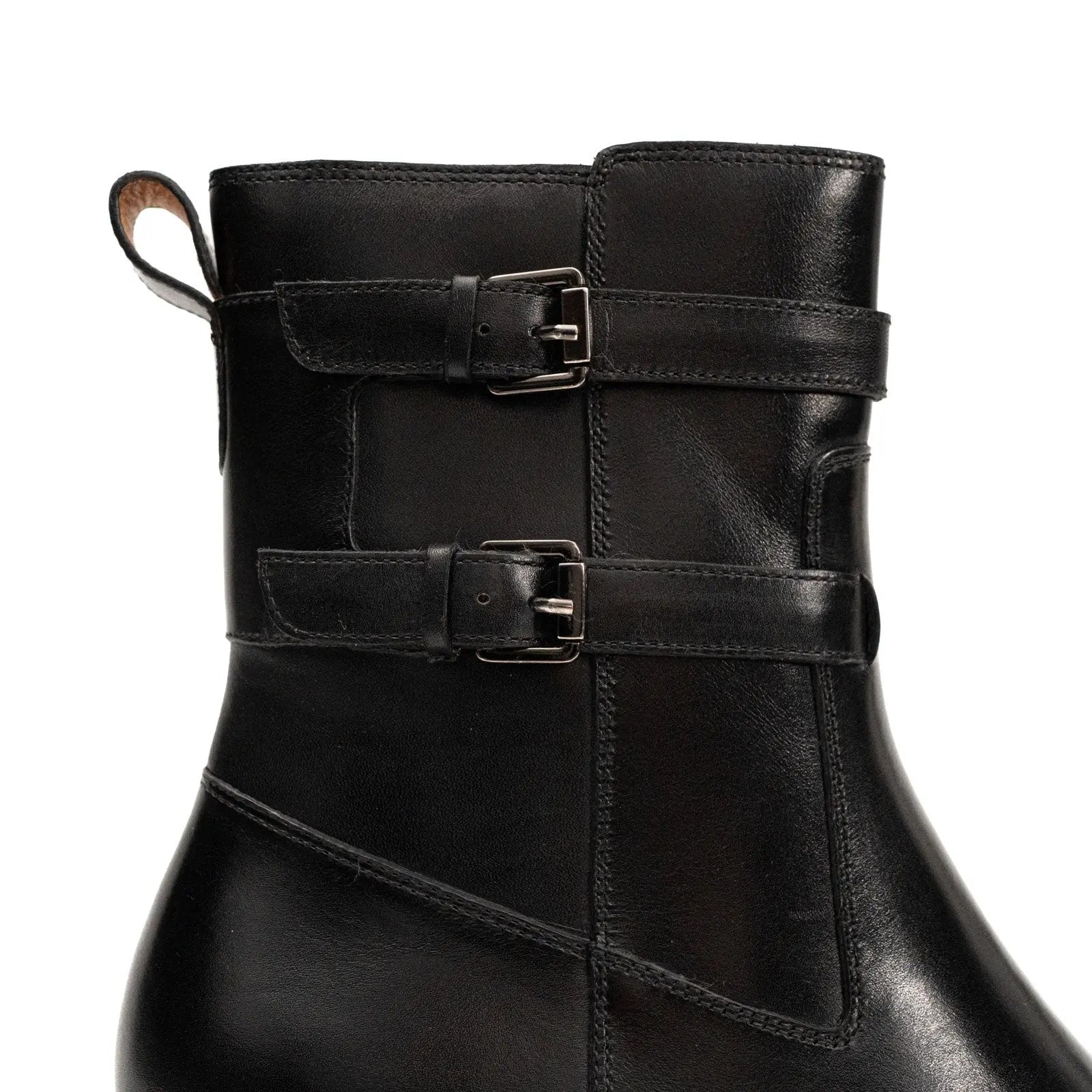 Burnished Double Strap Lug Boot Black DIVINCH