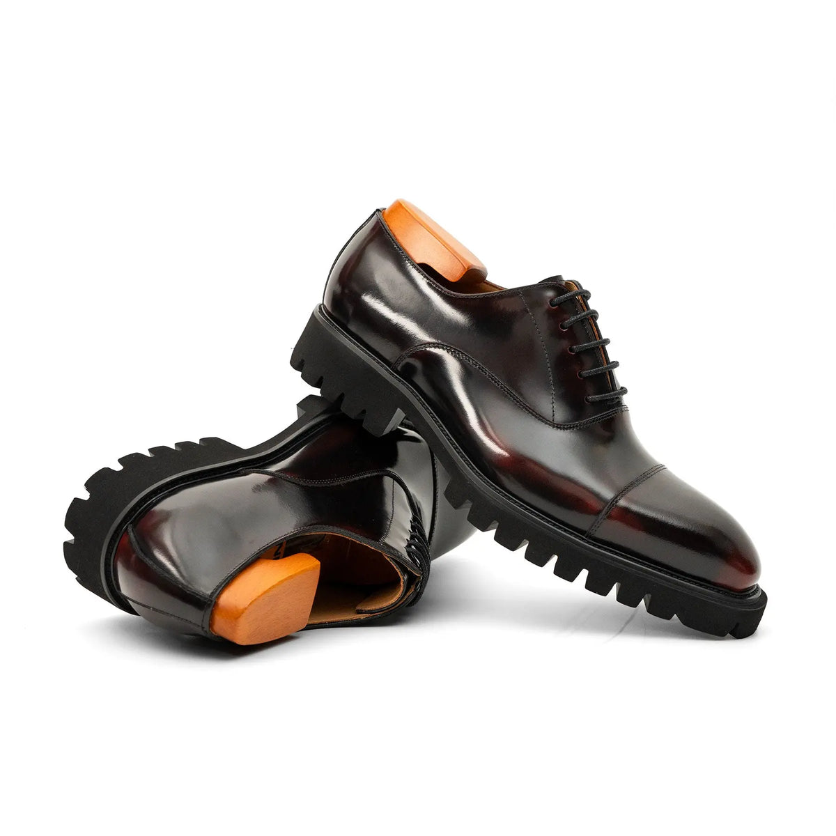 Burnished Glazed Calf Lug-Sole Oxford DIVINCH