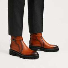 DIVINCH Burnished Harness Chelsea Boot — on-foot studio view