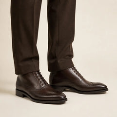 DIVINCH burnished leather lace-up boots — on-foot studio view