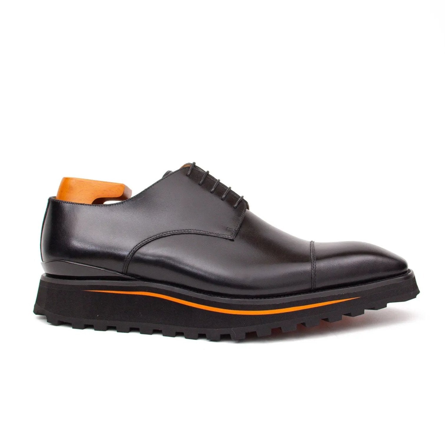 Calf leather dress three quarters derby shoes Black Divinch