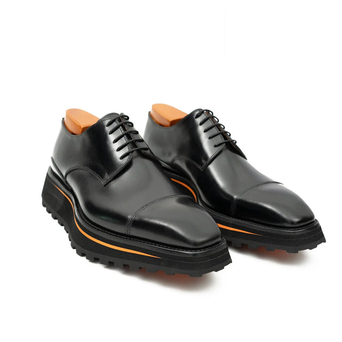 Calf leather dress three quarters derby shoes Brown
