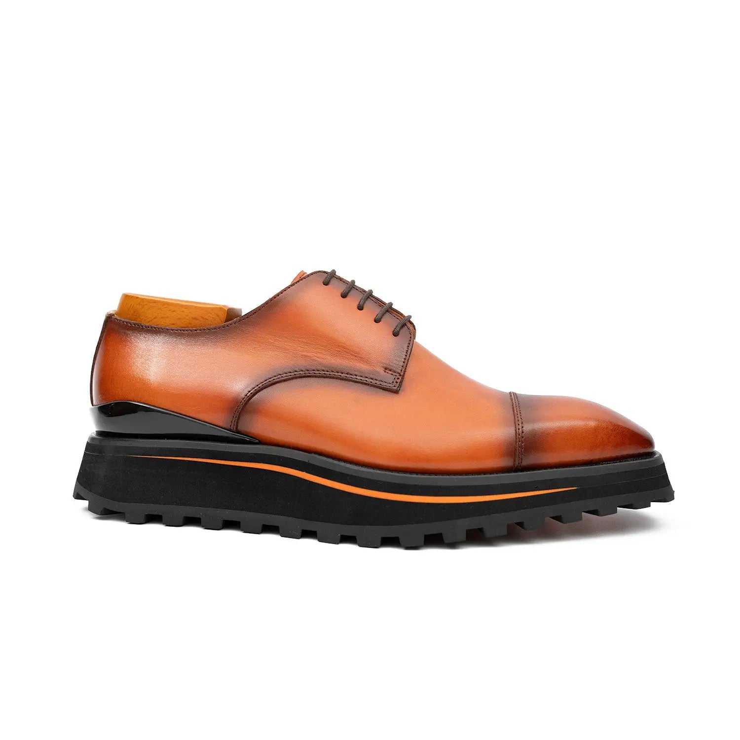 Calf leather dress three quarters derby shoes Brown Divinch