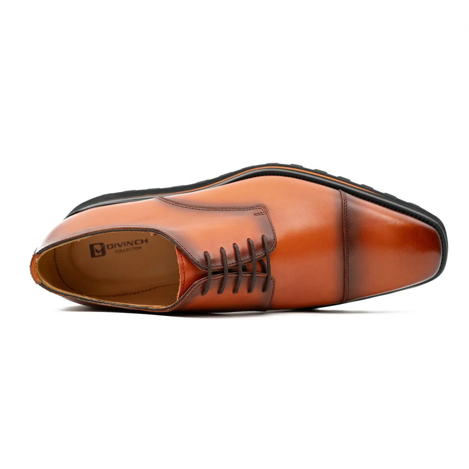 Calf leather dress three quarters derby shoes Brown Divinch
