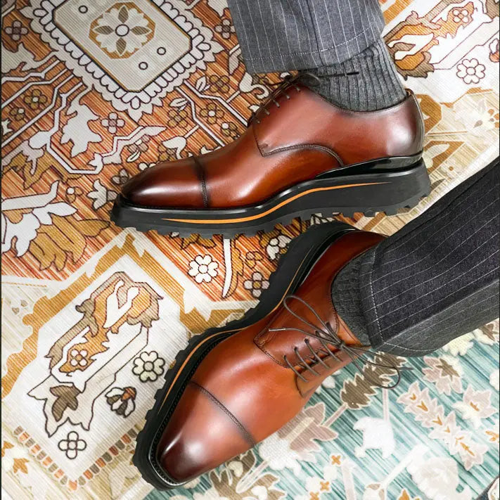 Calf leather dress three quarters derby shoes Divinch