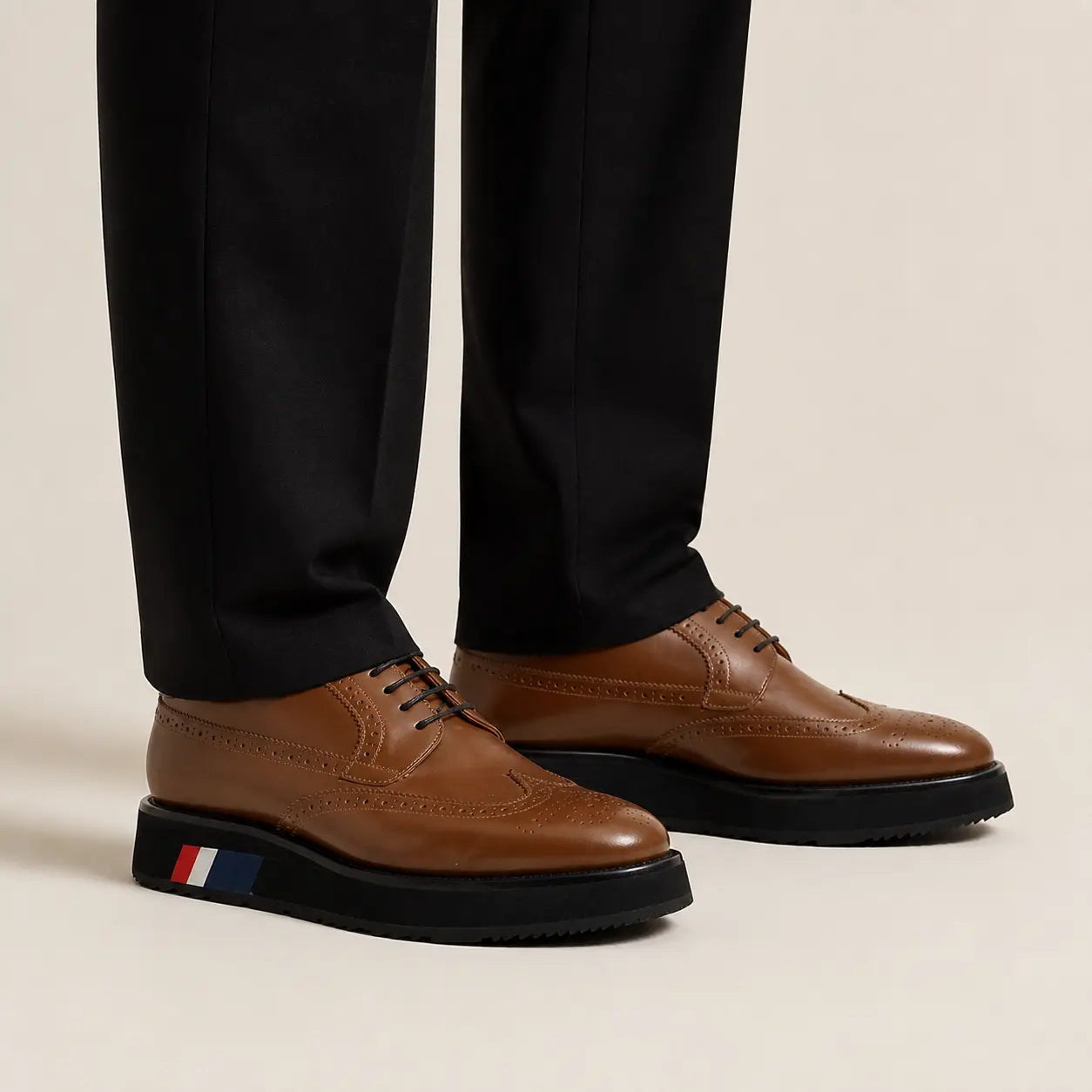 Camel Platform Wingtip Derby — on-foot studio view