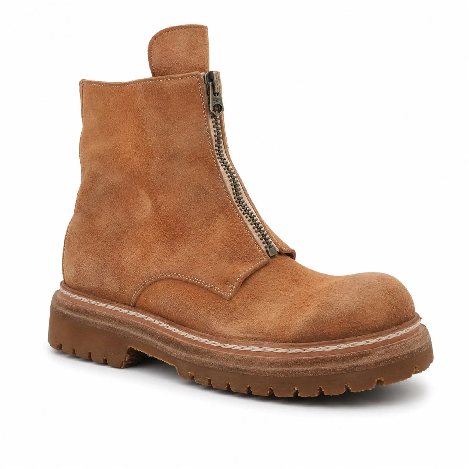 Camel Suede Zip Ankle Boots for Men DIVINCH