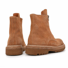 Camel Suede Zip Ankle Boots for Men DIVINCH