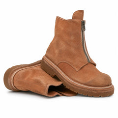 Camel Suede Zip Ankle Boots for Men DIVINCH