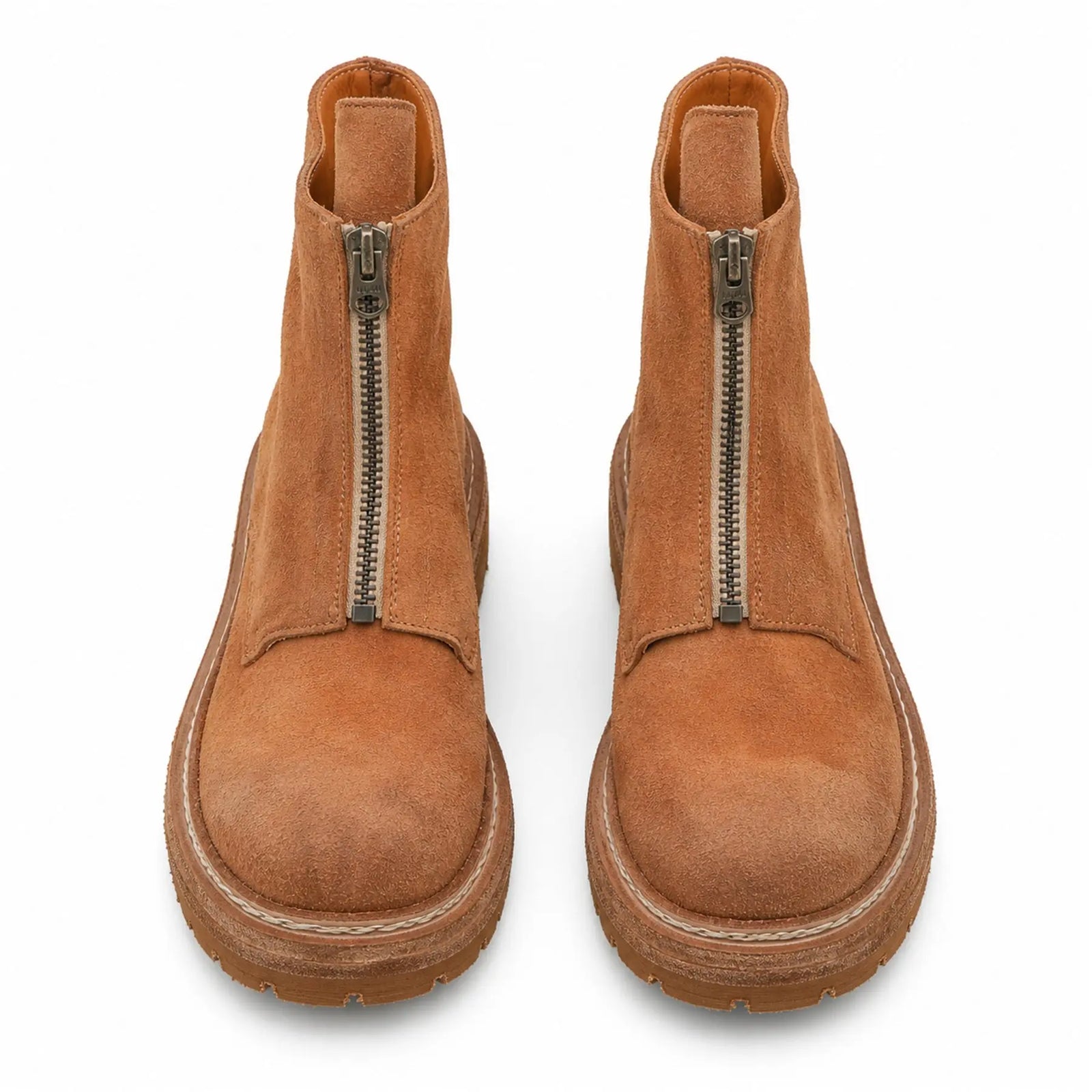 Camel Suede Zip Ankle Boots for Men DIVINCH