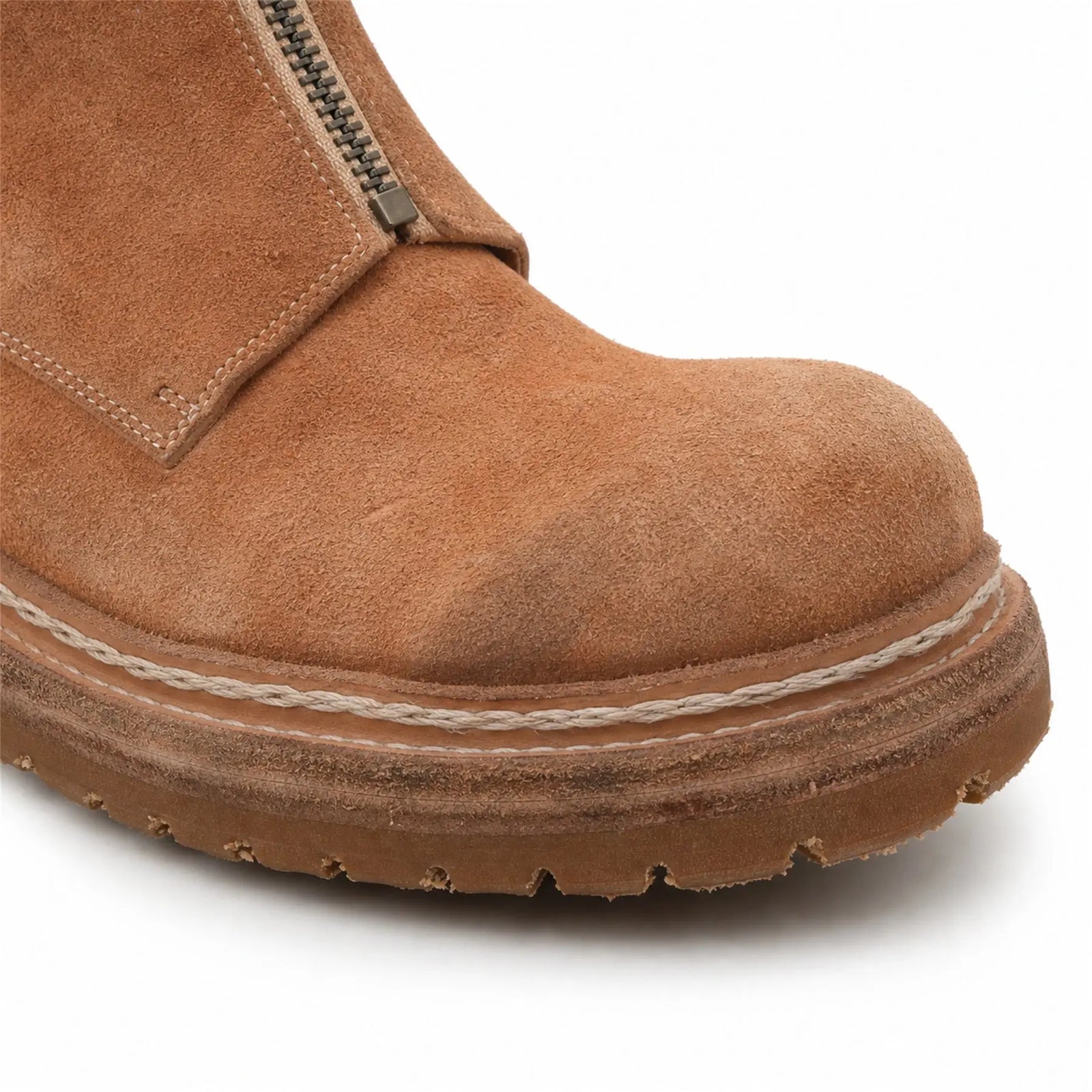 DIVINCH camel suede zip ankle boot side profile