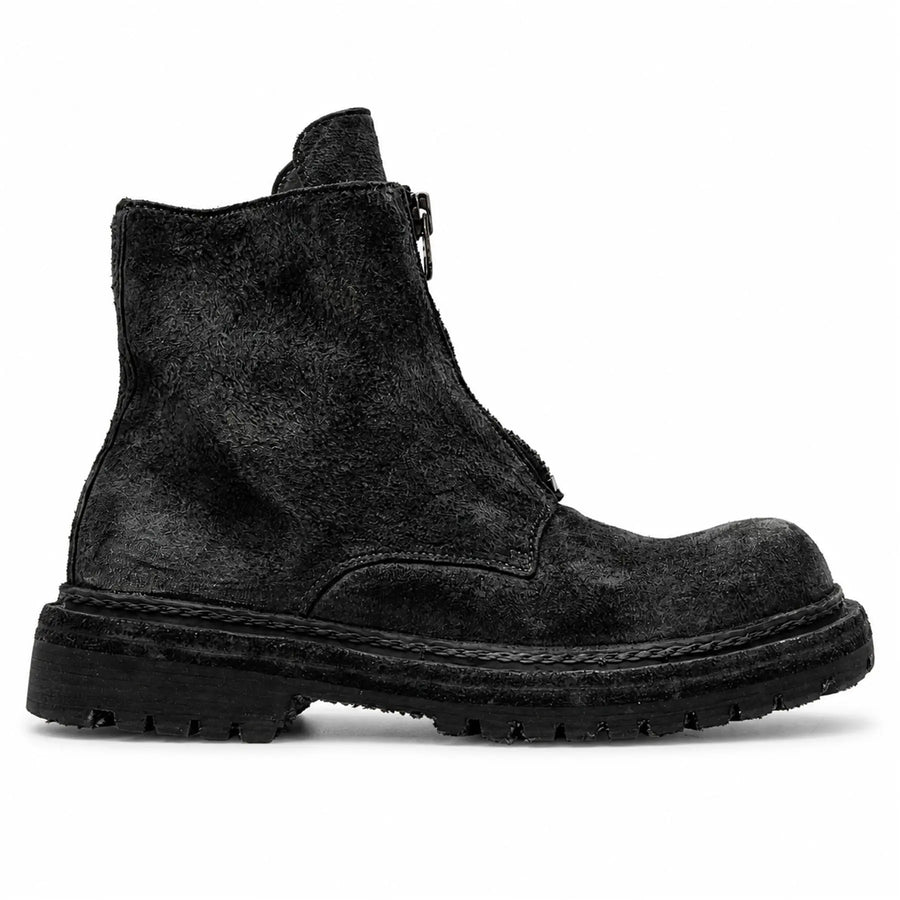 DIVINCH 5101B charcoal black zip ankle boot side profile