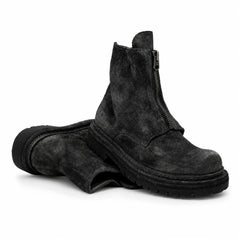 DIVINCH 5101B charcoal black zip ankle boots stacked pair view