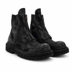 DIVINCH 5101B charcoal black zip ankle boots pair angled view