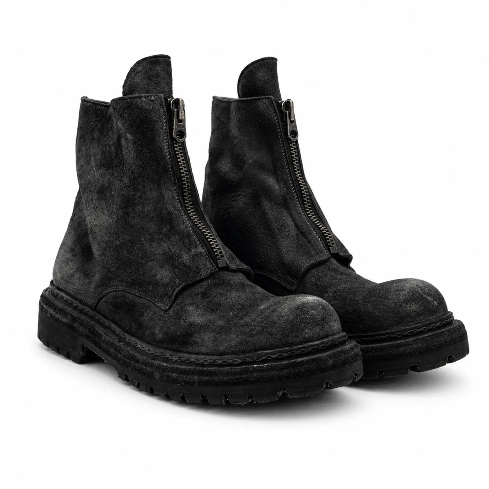 DIVINCH 5101B charcoal black zip ankle boots pair angled view
