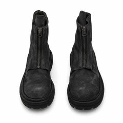 DIVINCH 5101B charcoal black zip ankle boots front view
