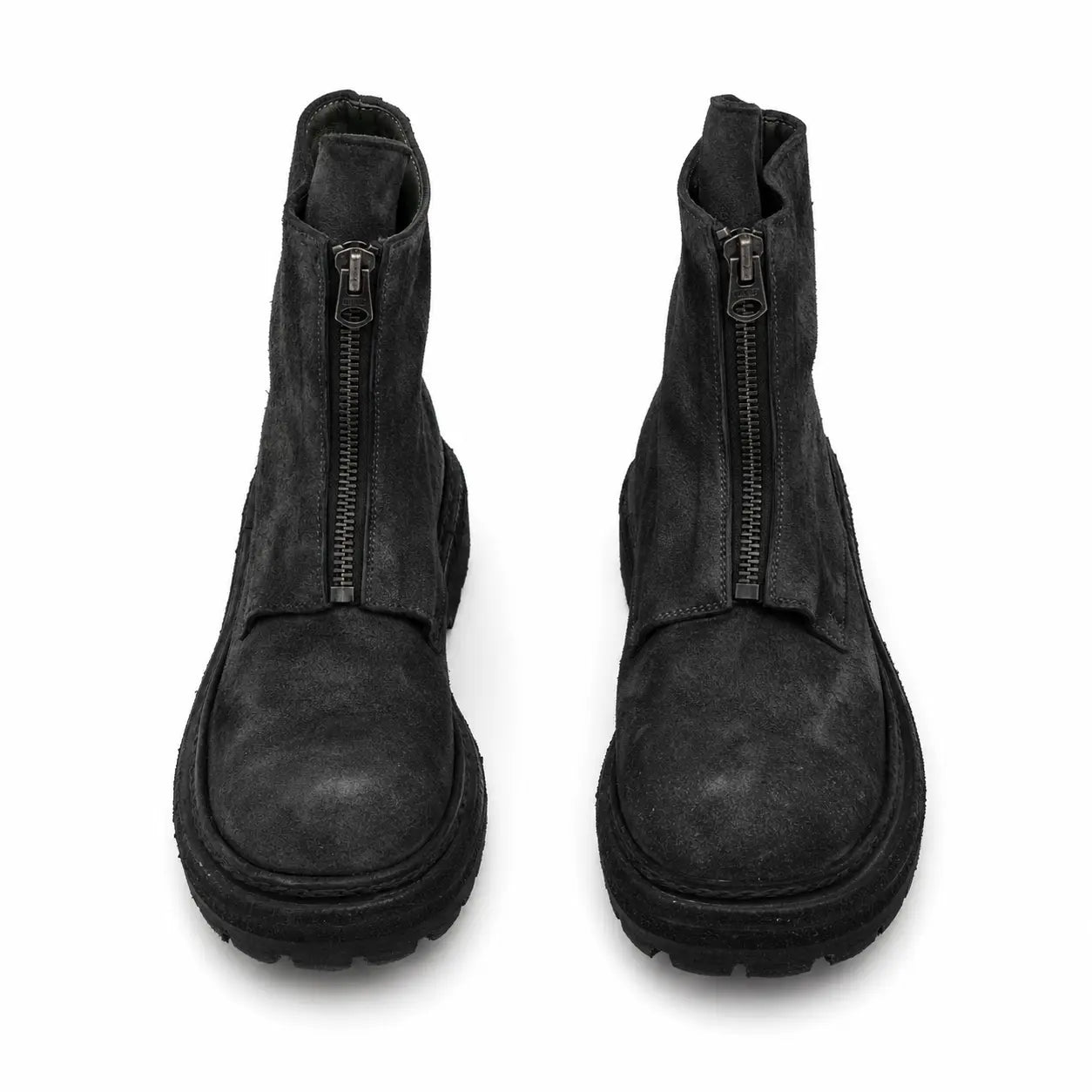 DIVINCH 5101B charcoal black zip ankle boots front view