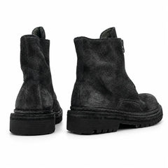 DIVINCH 5101B charcoal black zip ankle boots rear pair view