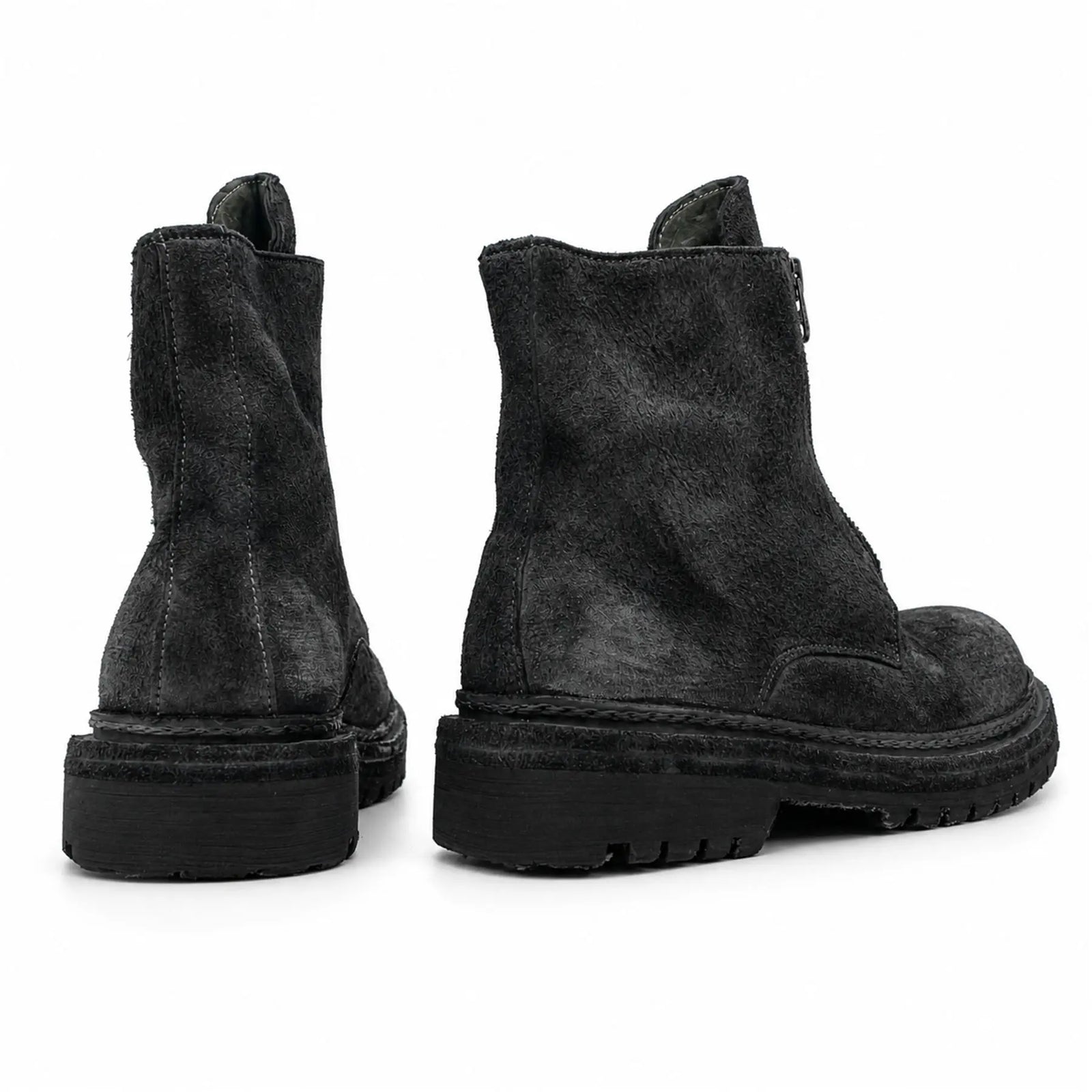 DIVINCH 5101B charcoal black zip ankle boots rear pair view