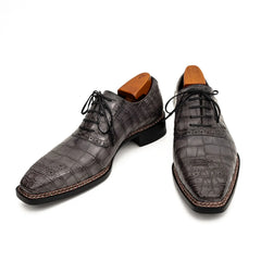 Charcoal Crocodile Oxford Shoes