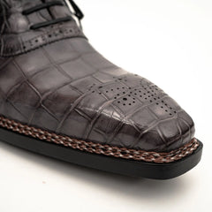 Charcoal Crocodile Oxford Shoes