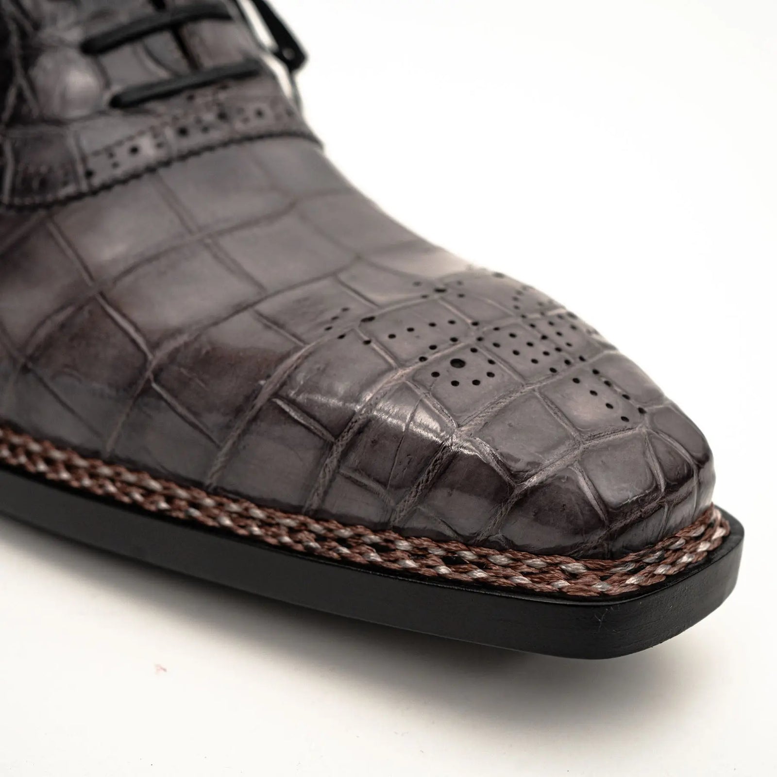 Charcoal Crocodile Oxford Shoes