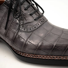 Charcoal Crocodile Oxford Shoes