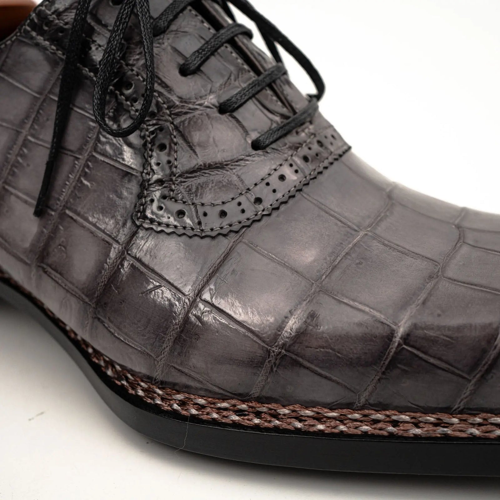 Charcoal Crocodile Oxford Shoes