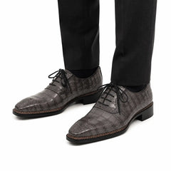 Charcoal Crocodile Oxford Shoes