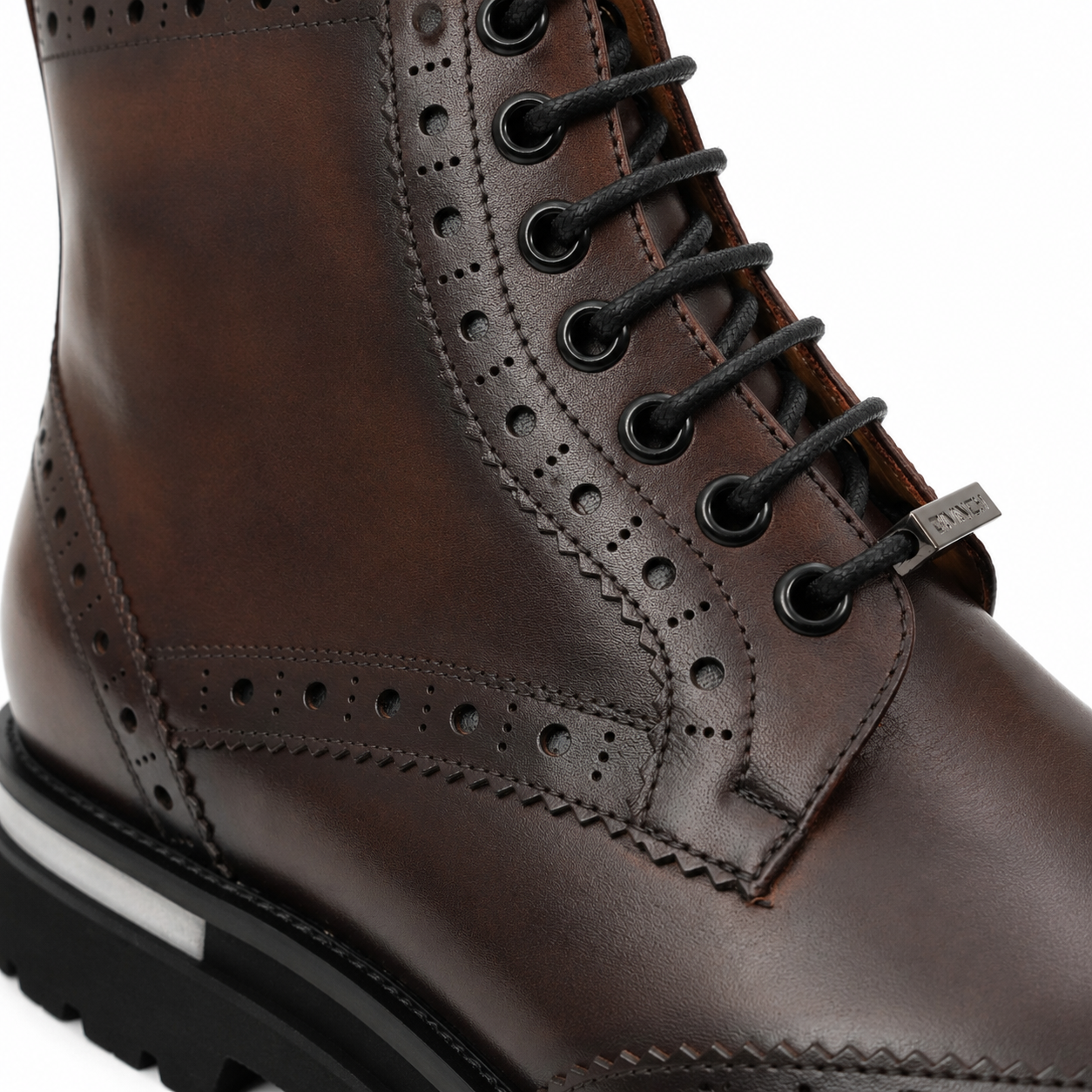 Dark Brown Brogue Lace-Up Ankle Boots