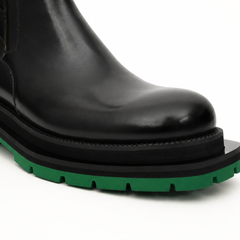 Black Buckle Boots Green Lug Sole