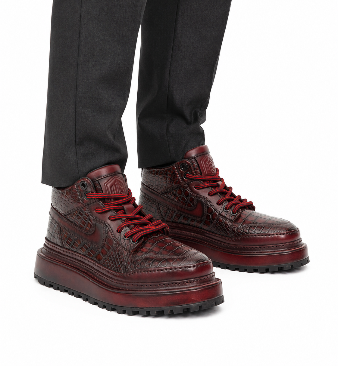 Sneakers Derby con plateau color cognac brunito