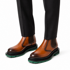 Sneakers Derby con plateau color cognac brunito