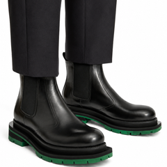 Bottines Chelsea noires à brogues avec semelle à crampons