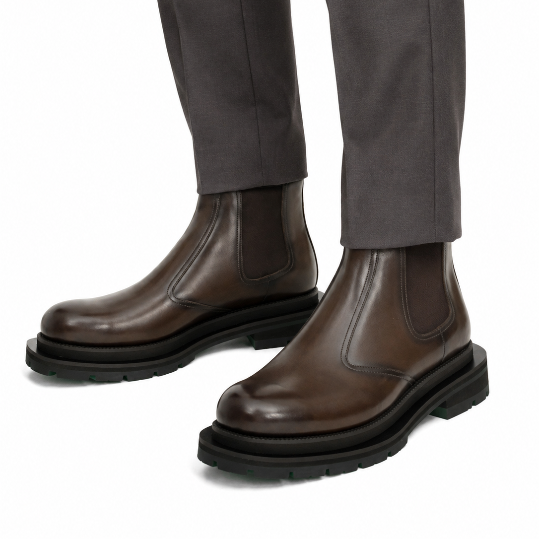 Bottines Chukka en cordovan lavé brun foncé