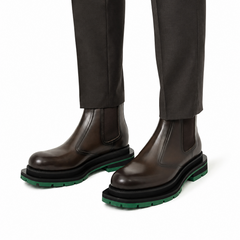 Bottines Chukka en cordovan lavé brun foncé