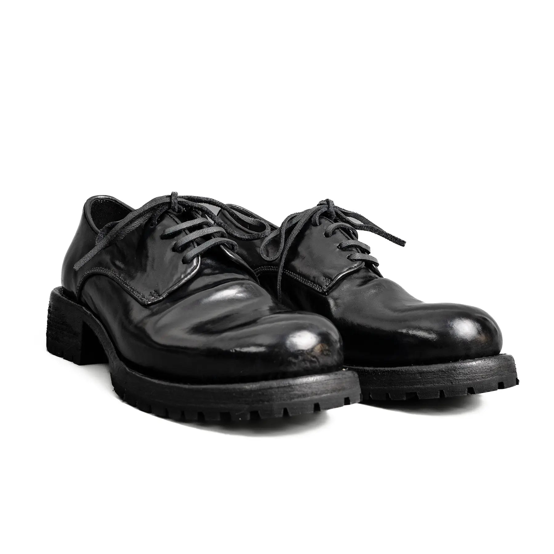 Black Horsehide Lug Sole Derby