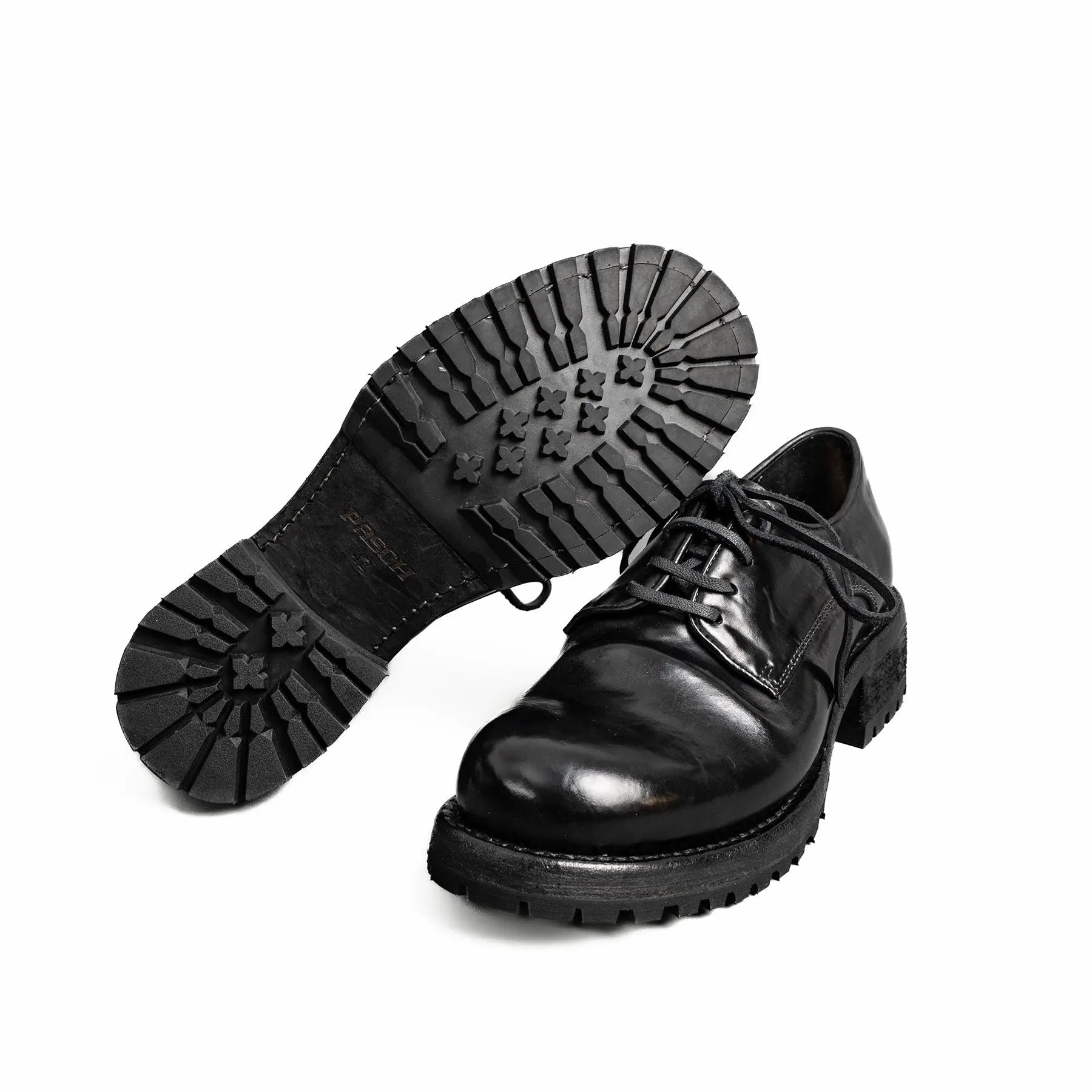 Black Horsehide Lug Sole Derby