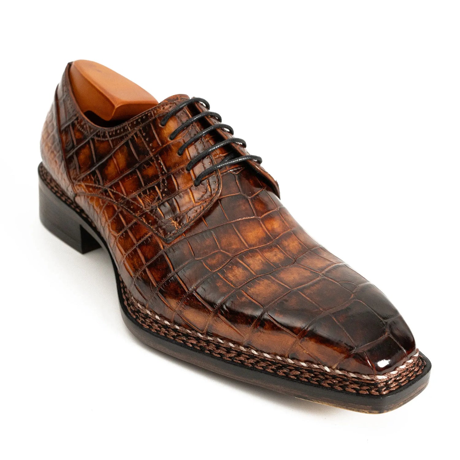 Brown Crocodile Norwegian Leather Derbies