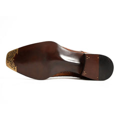 Classic Brown Crocodile Norwegian Derby Shoes DIVINCH