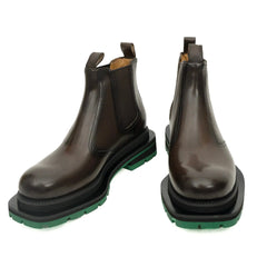 Coffee Chelsea Boots Green Lug Sole DIVINCH