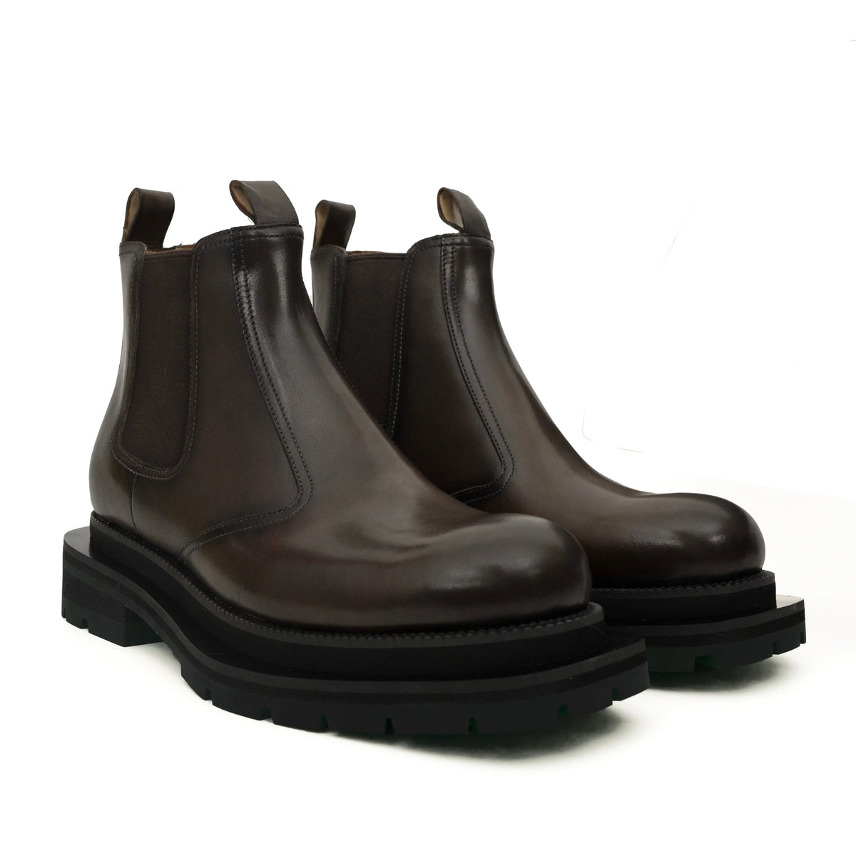 Coffee Chelsea Green Lug Boots DIVINCH