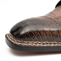 Coffee Crocodile Derby Shoes Goodyear Norwegian 8019 DIVINCH
