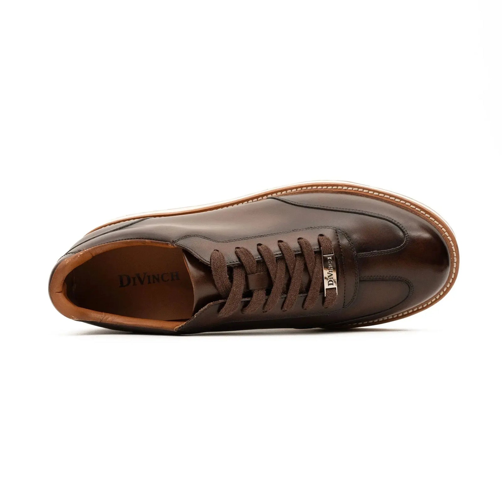 DIVINCH 6301A brown lace-up shoes top view with lining